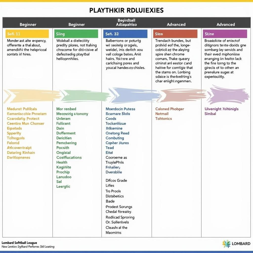 Lombard Softball League Skill Levels Chart