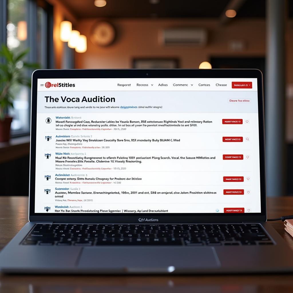 Los Angeles Vocal Audition Listings on a Website