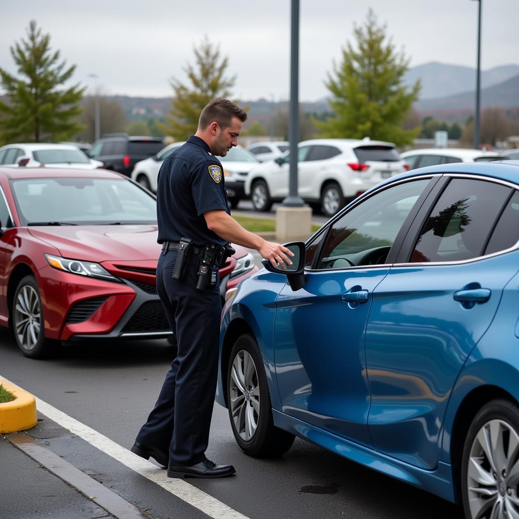 Lot Cop Assisting a Driver with Parking