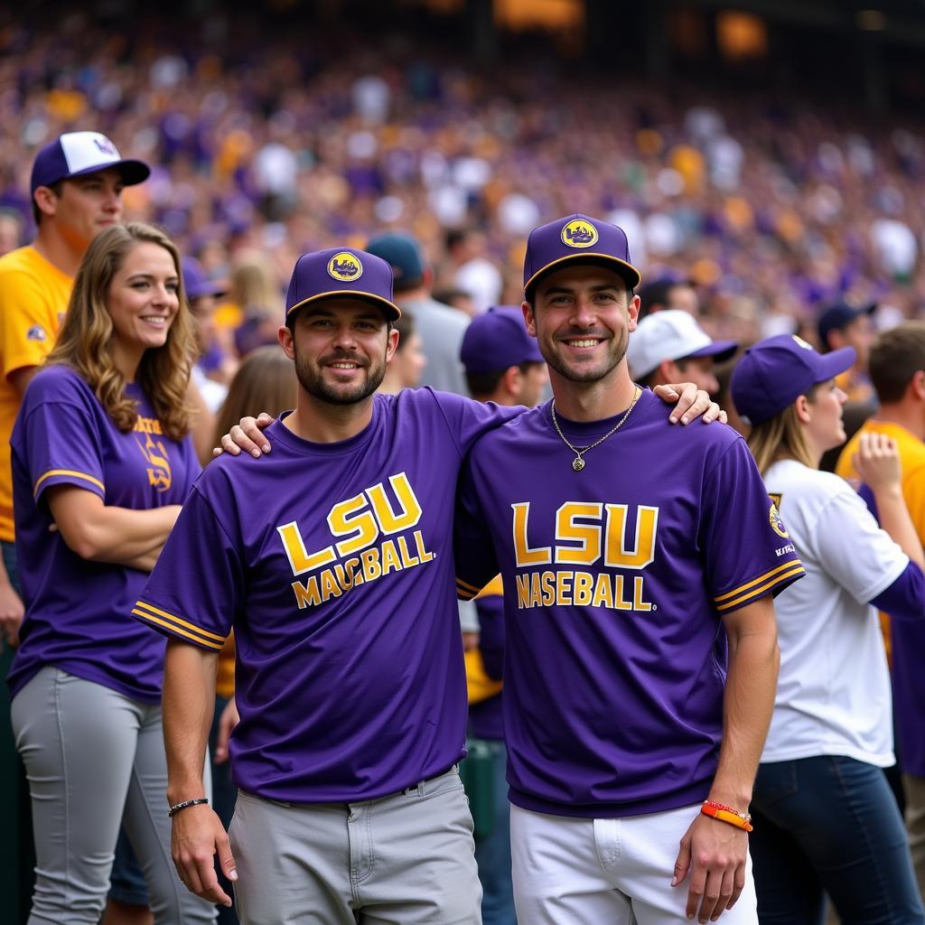 LSU Baseball Fans Showing Team Spirit