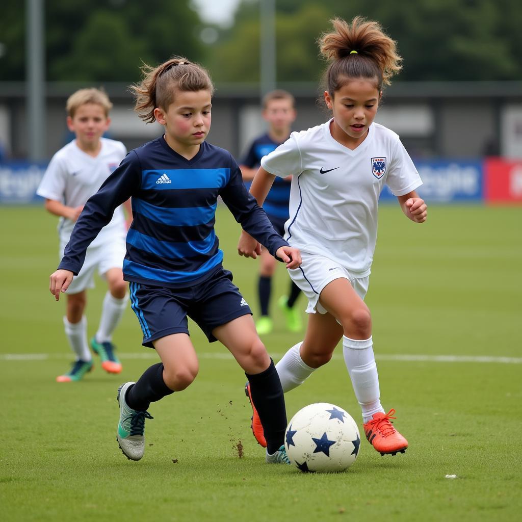 Maddox Pennington showcasing his skills in a youth football match.