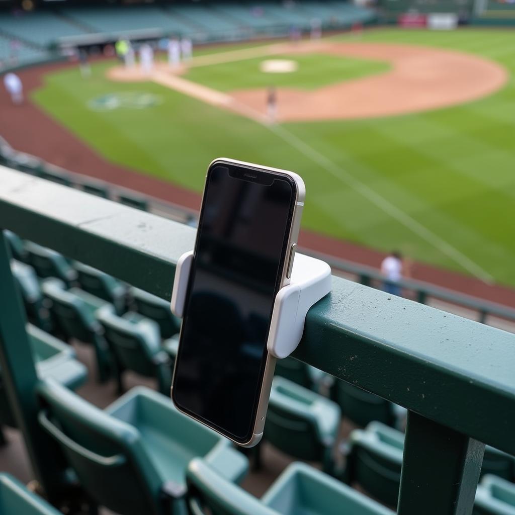 Magnetic Phone Holder on Baseball Bleachers