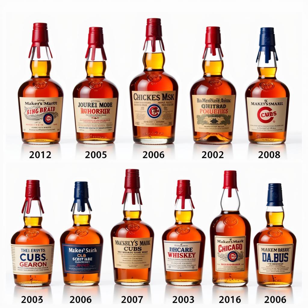 A Collection of Maker's Mark Chicago Cubs Bottles