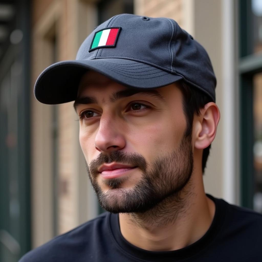 Man Sporting a Baseball Cap Italia