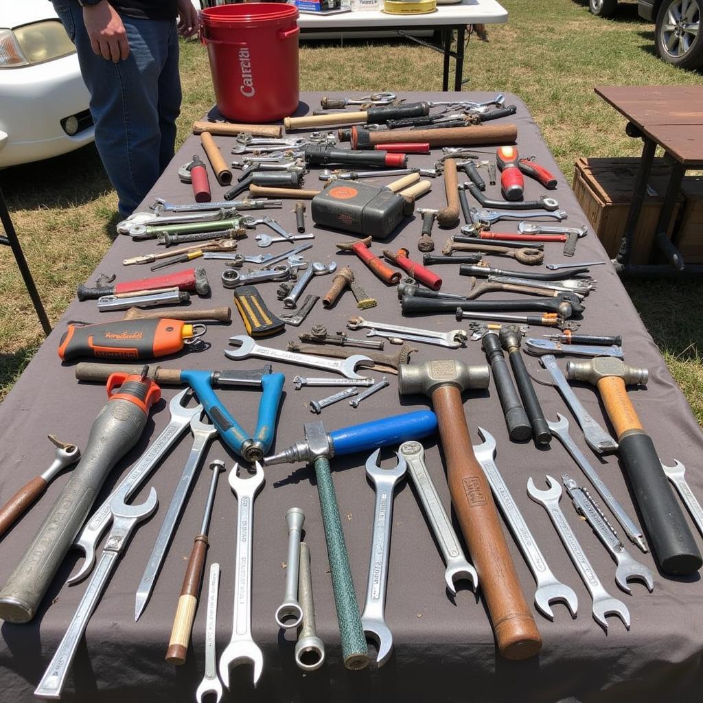 Man's Yard Sale Tools Display