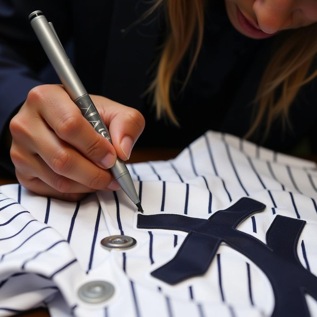 Mariano Rivera Signing a Jersey