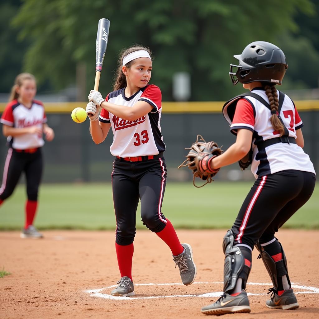 Mason Youth Softball Game Action