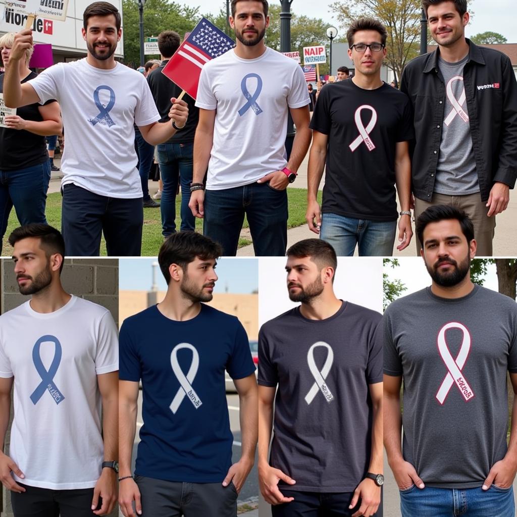 Men Showing Support by Wearing Domestic Violence Awareness Shirts