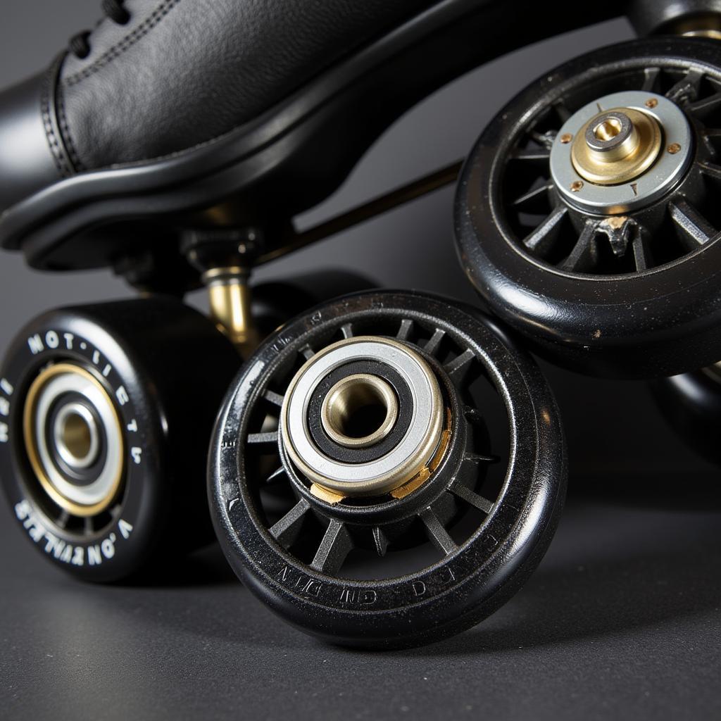 Men's Roller Skate Wheels and Bearings Close-up