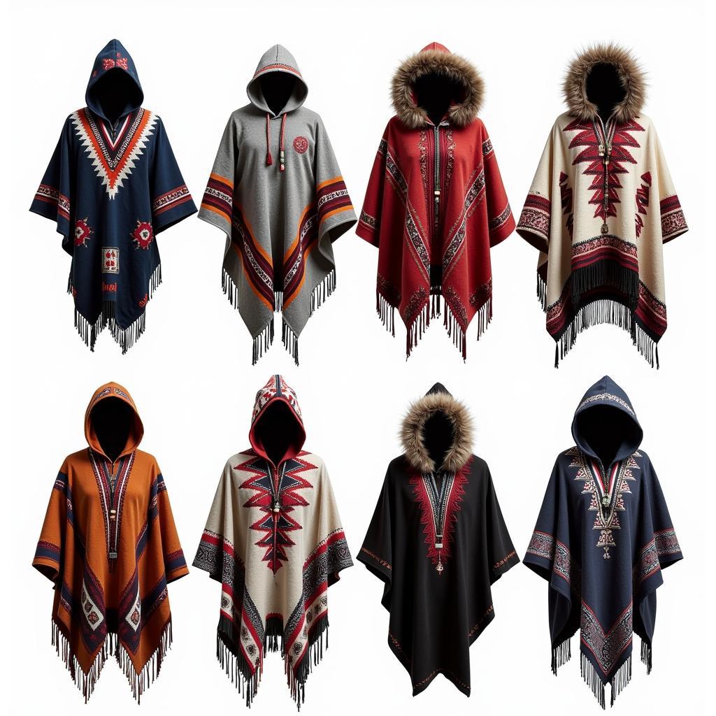 Different Styles of Mexican Hoodie Ponchos