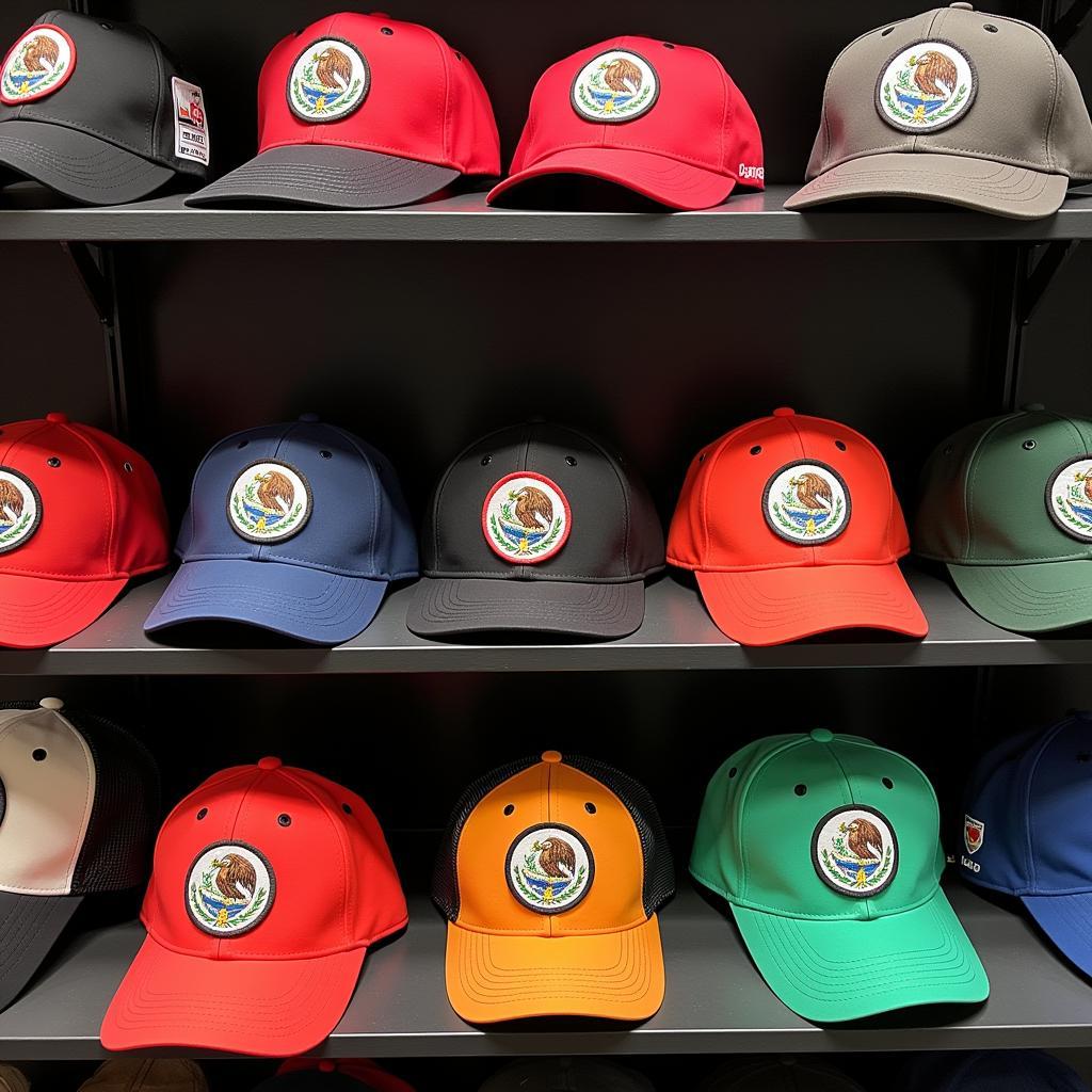 A Collection of Mexico Baseball Hats