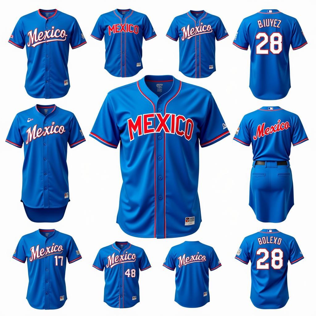 Different Styles of Mexico Baseball Jerseys in Blue