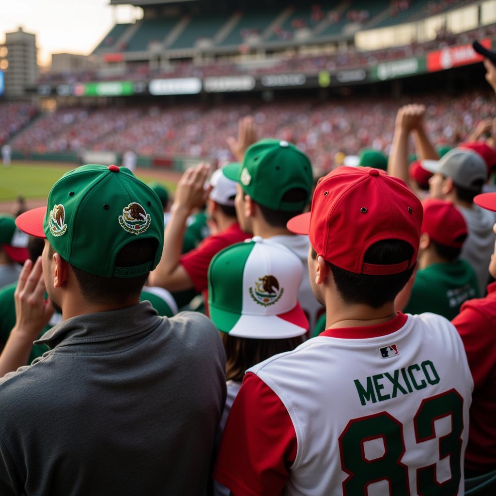 Mexican Baseball Snapback Fans Cheering