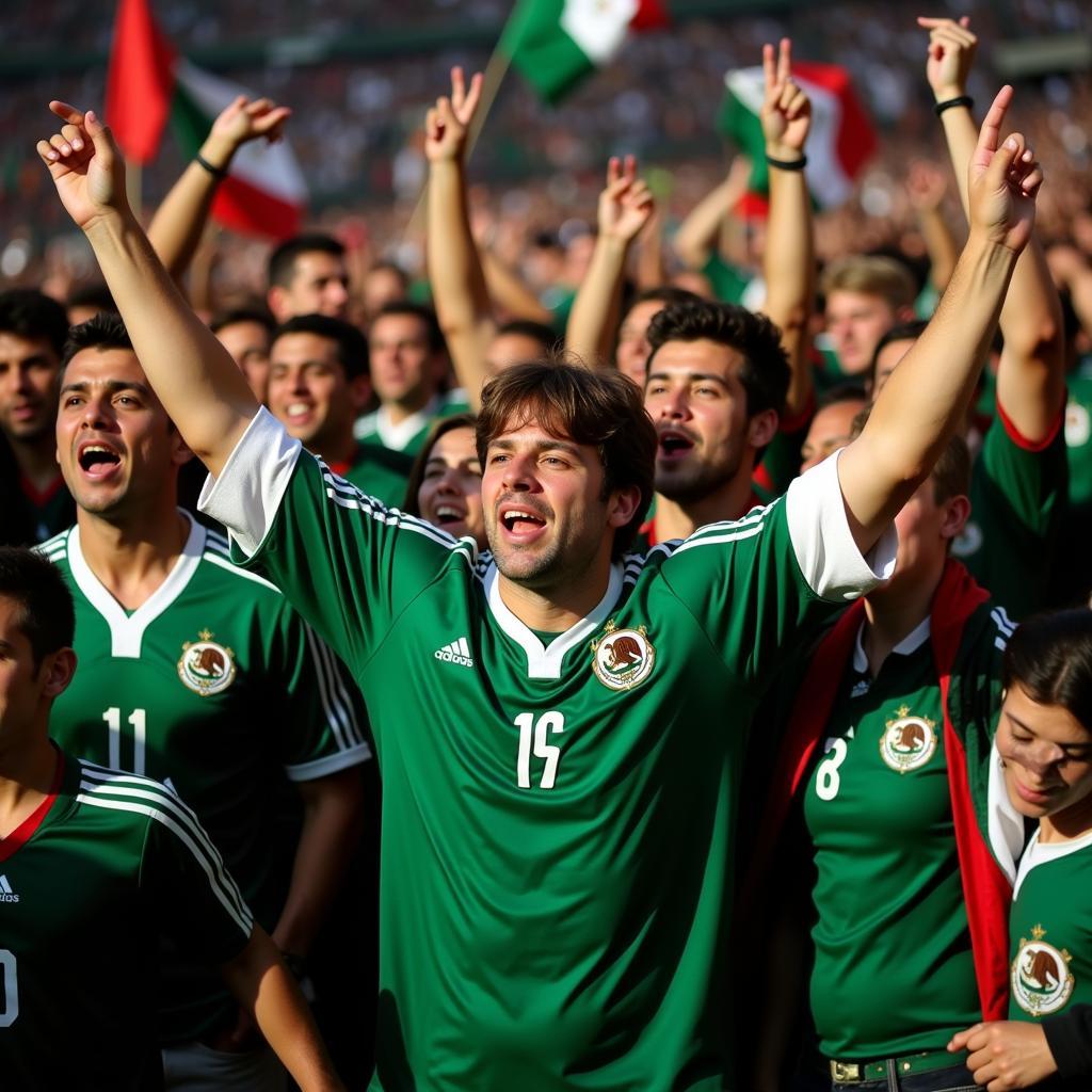 Mexican fans proudly wearing the 2010 jersey during the World Cup in South Africa.