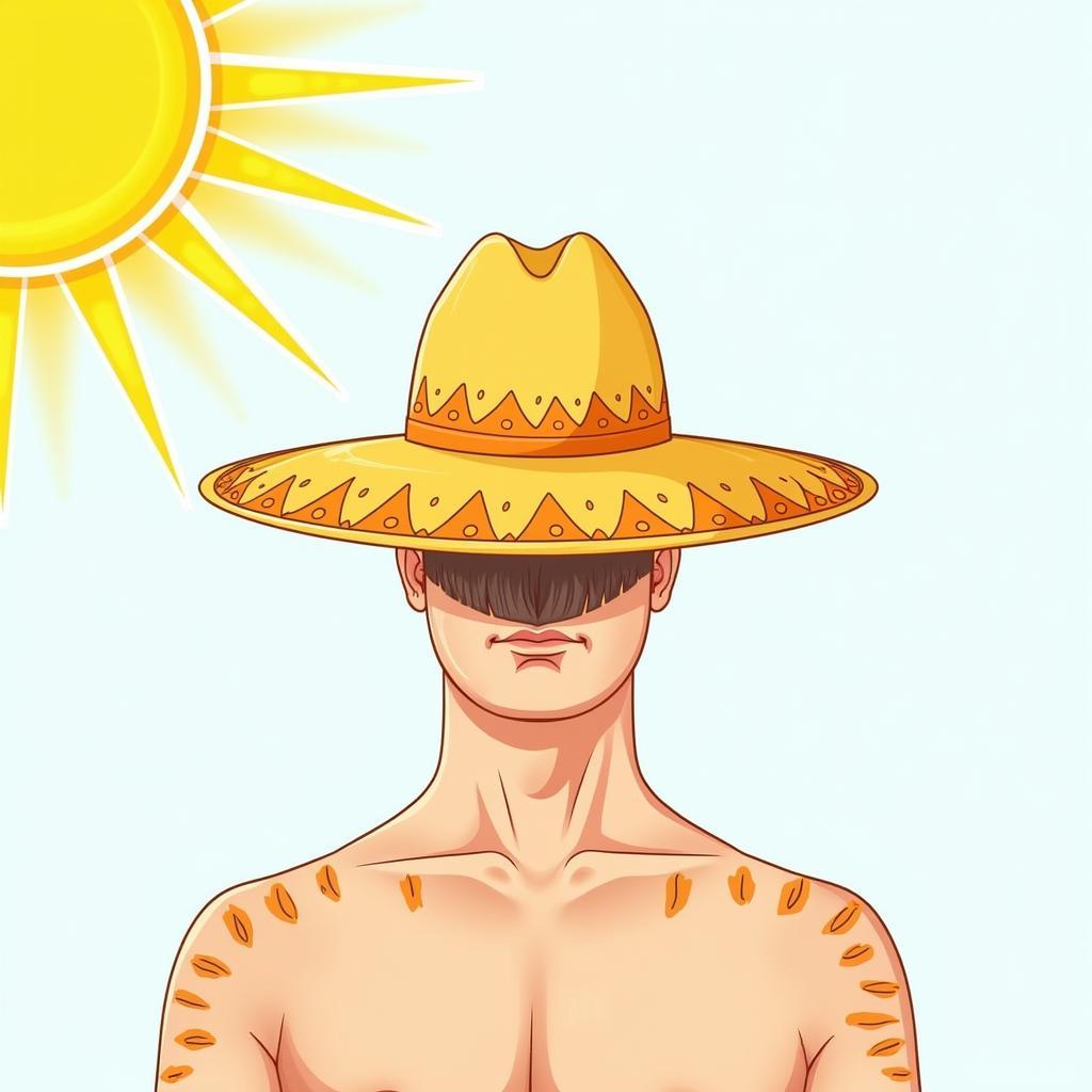 Mexico Hat Tan Sun Protection Illustration