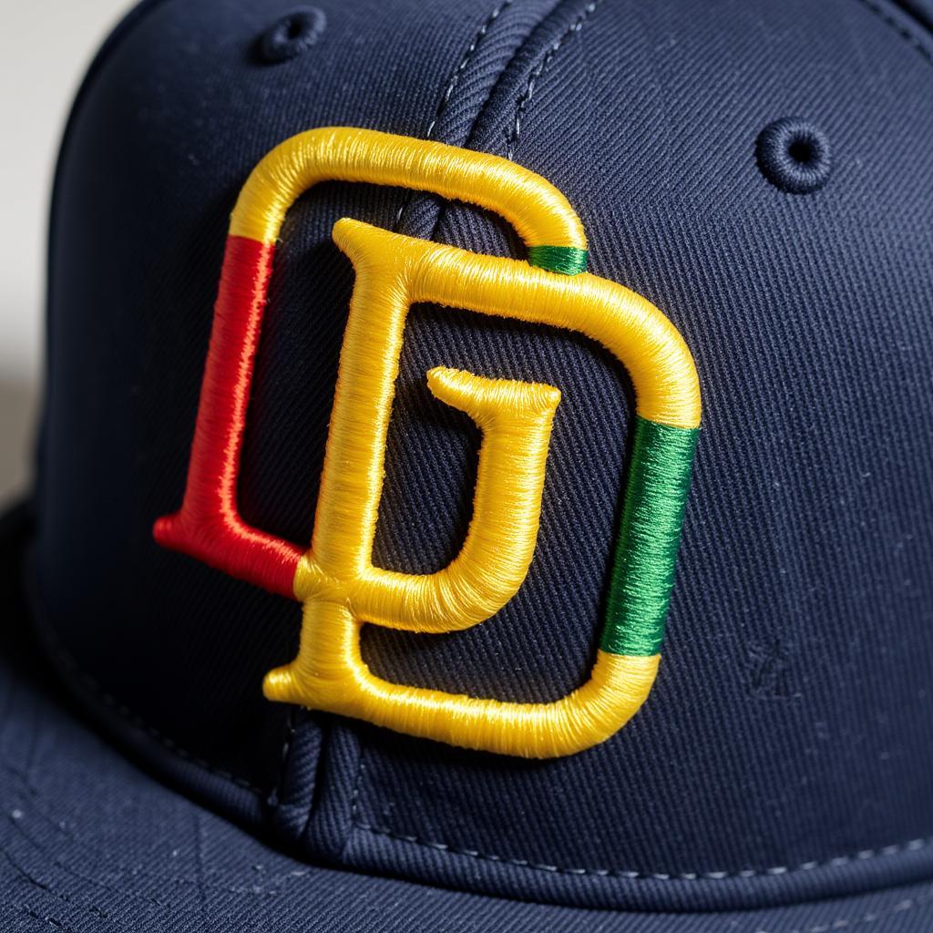 Close-up view of a Mexico Padres hat showcasing its details like the vibrant colors, high-quality stitching, and the iconic Padres logo with a Mexican twist.