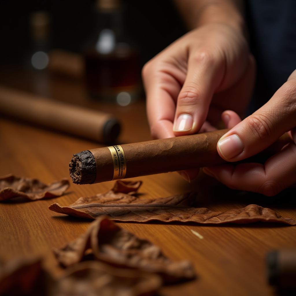 Hand-rolling Miami Suites Cigars