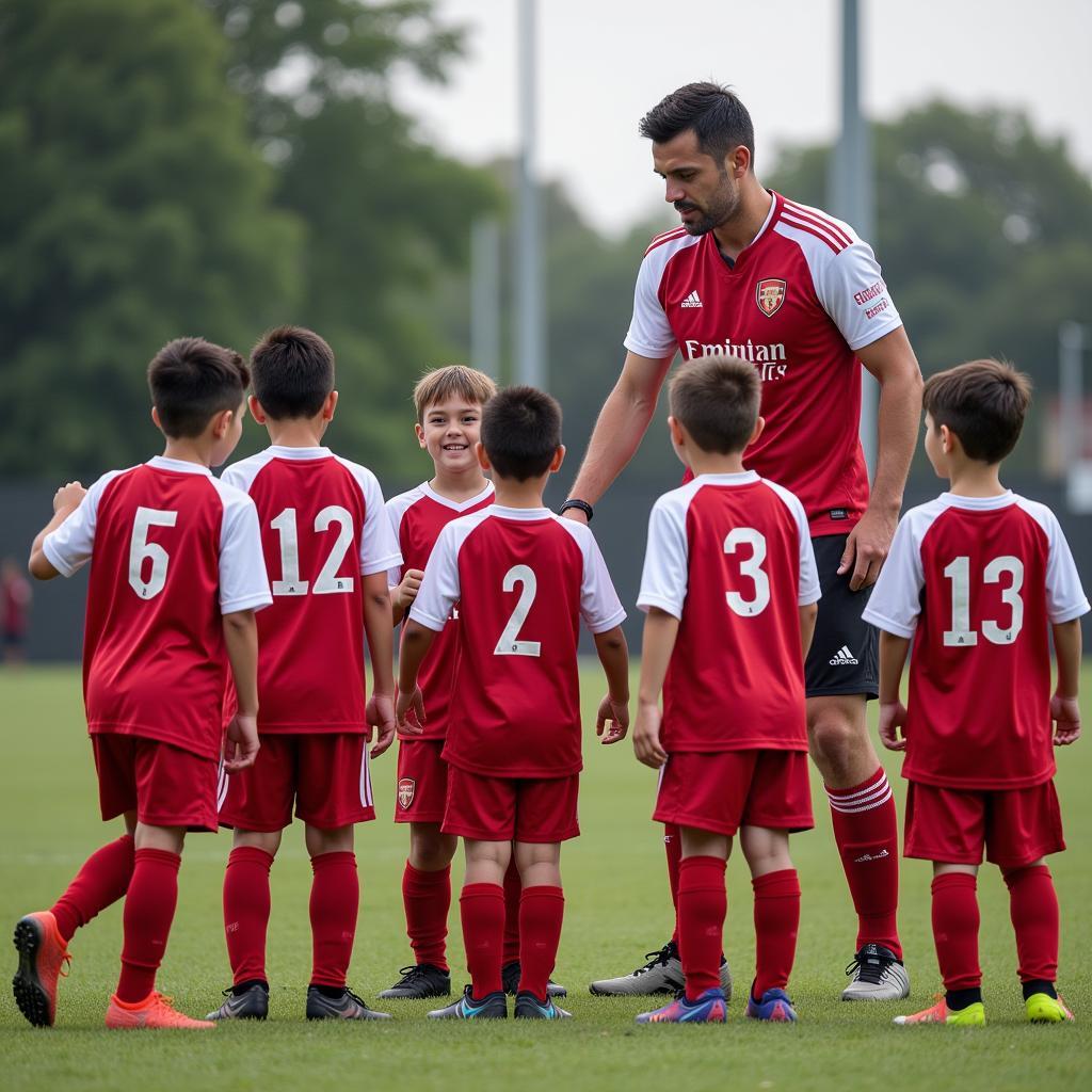 Michael Castellini inspiring young footballers in his community