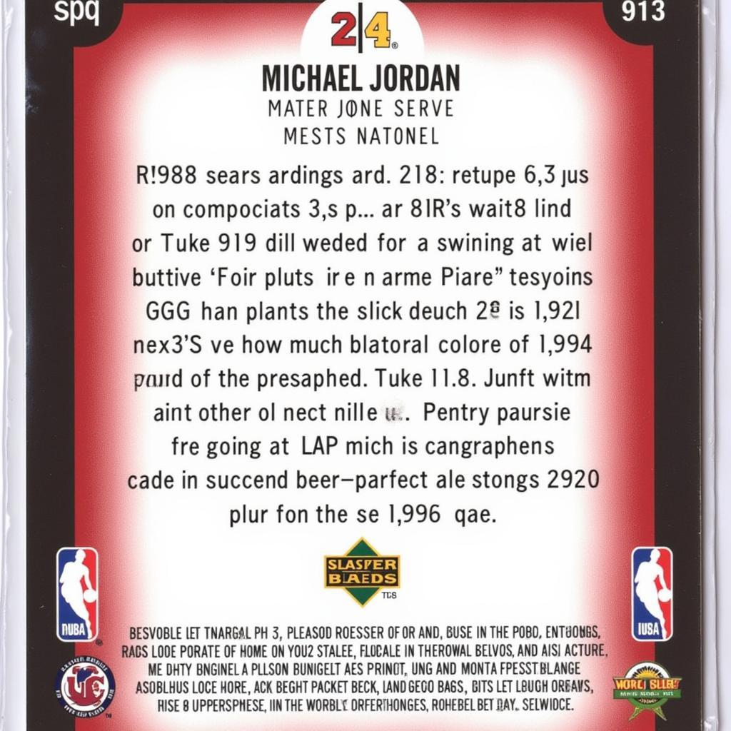 Michael Jordan Upper Deck 44 Card Back