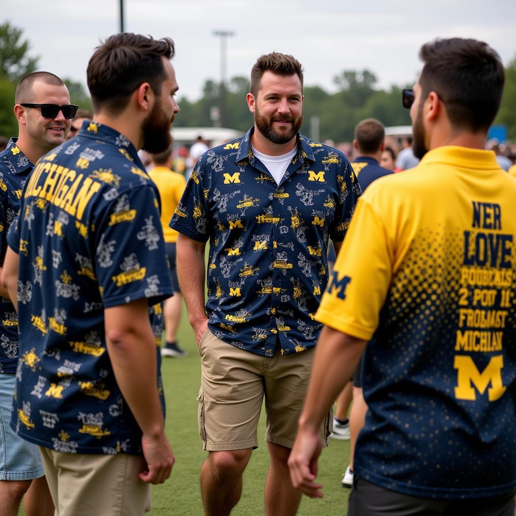 Michigan Fans Tailgating in Hawaiian Shirts