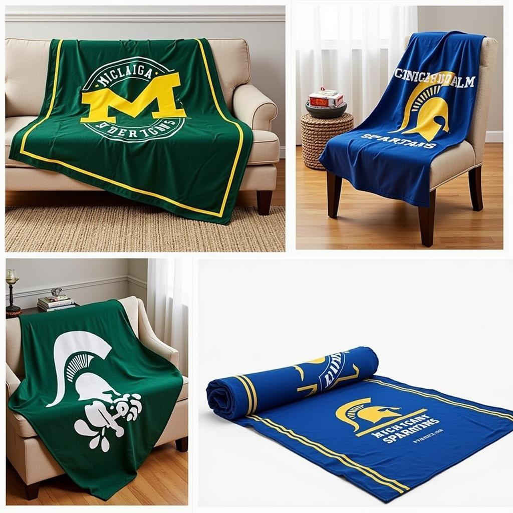 Michigan Sports Team Throw Blankets - Wolverines, Spartans, Lions