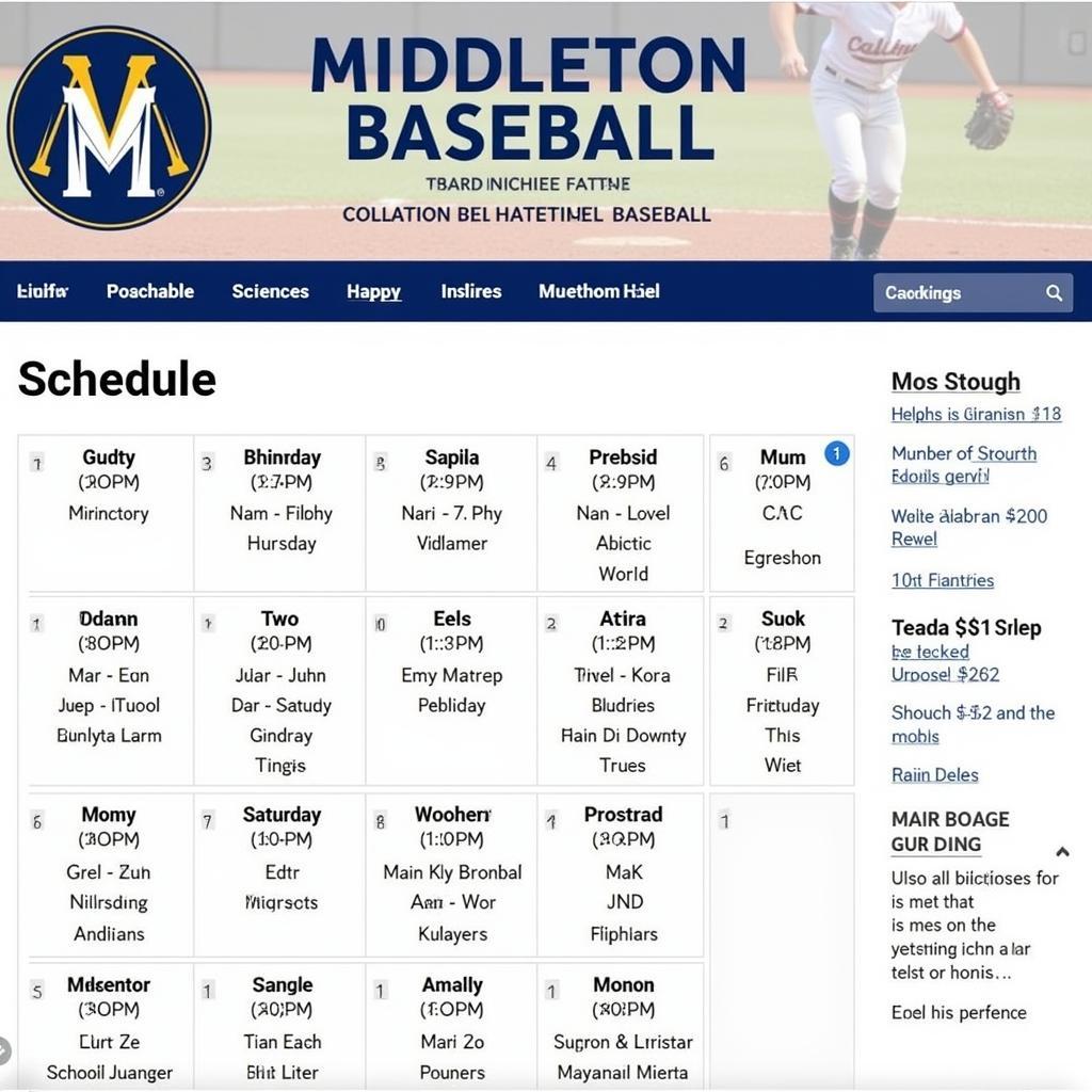 Middleton Baseball Schedule on Official Website