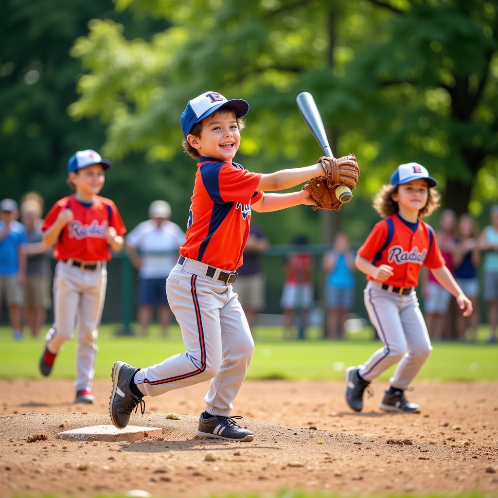 Youth baseball and softball game in Middleton