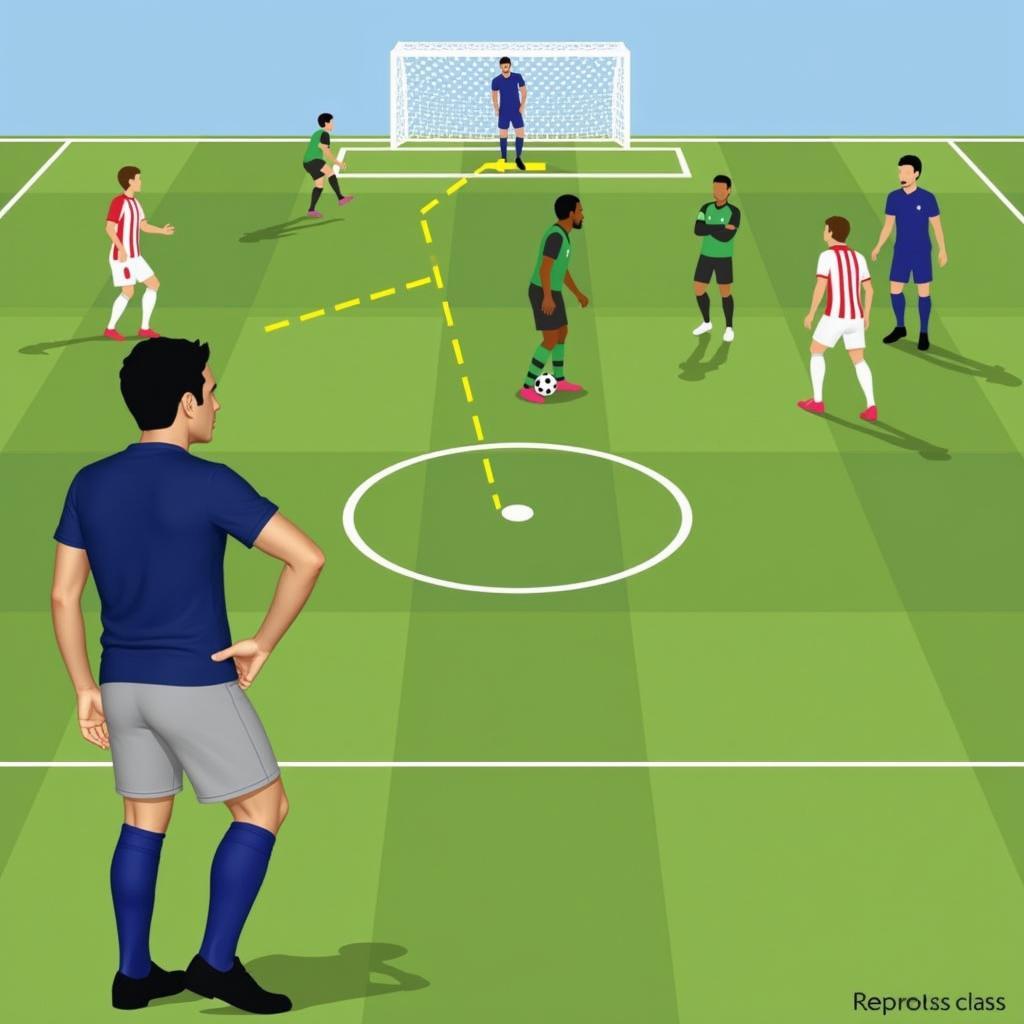 Midfielder demonstrating tactical awareness