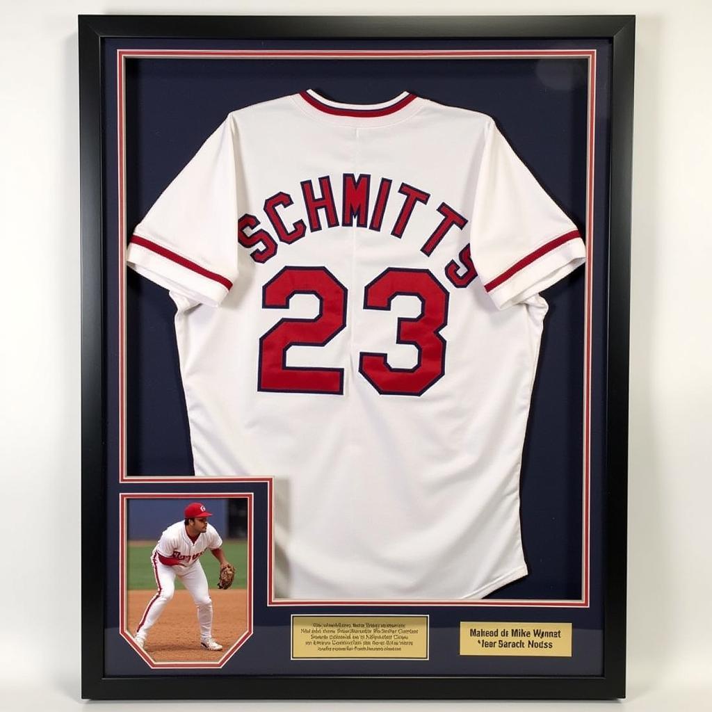 Mike Schmidt Game Worn Jersey Displayed in a Case