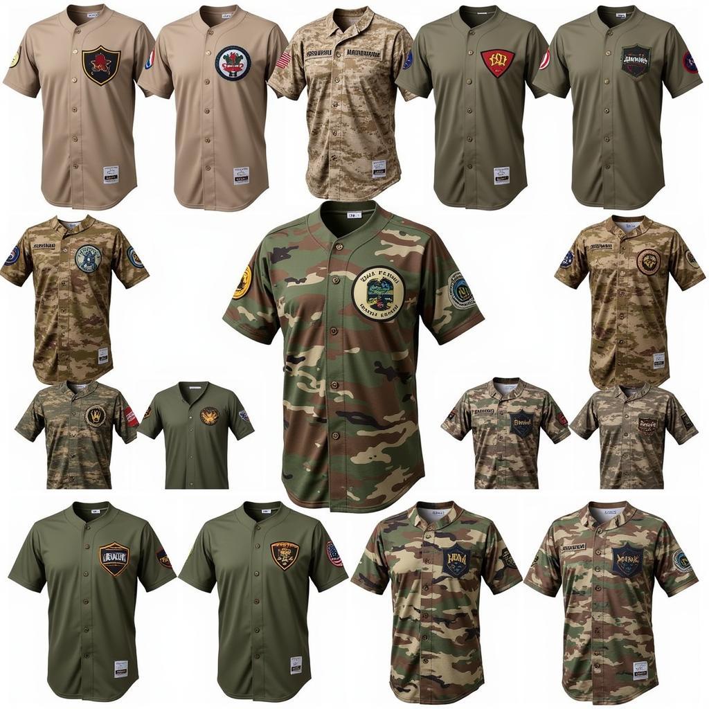 Variety of Military Baseball Jersey Styles