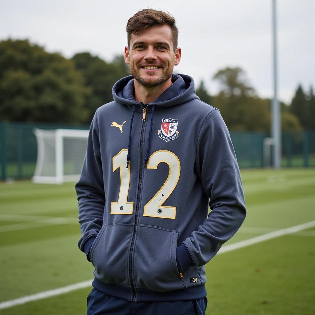 Milkman Hoodie Worn Casually by a Footballer