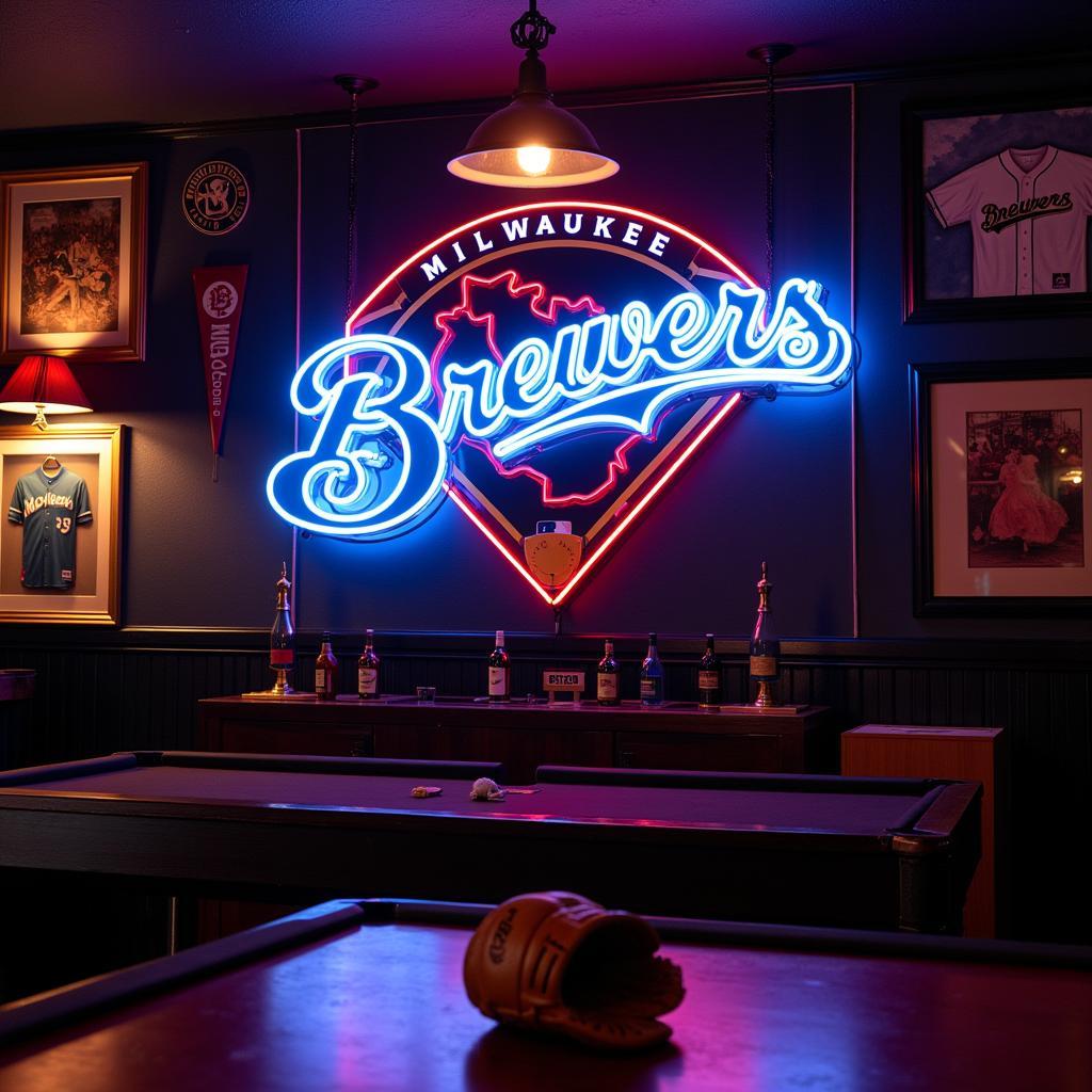 Milwaukee Brewers Neon Sign Game Room Display