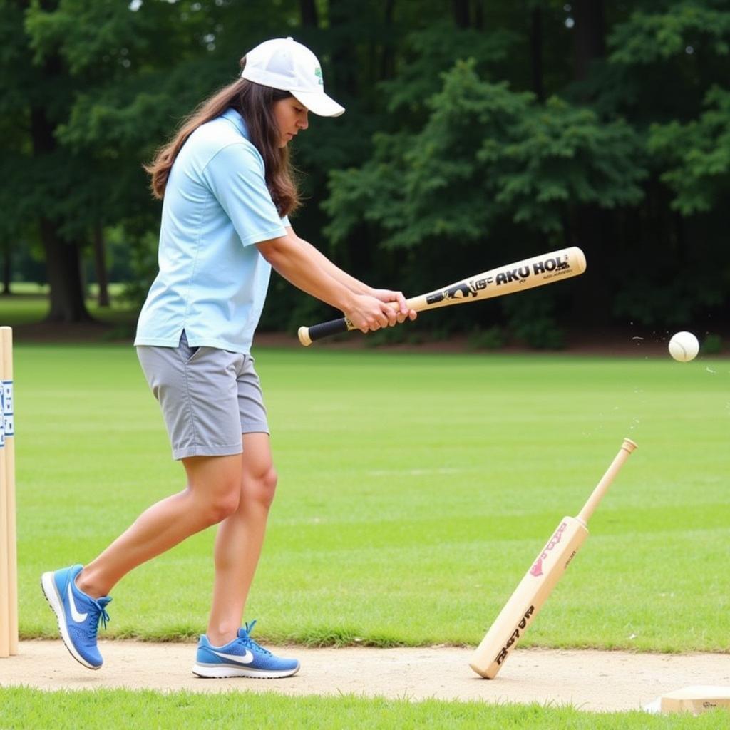 Practicing Mini Bat and Ball Drills