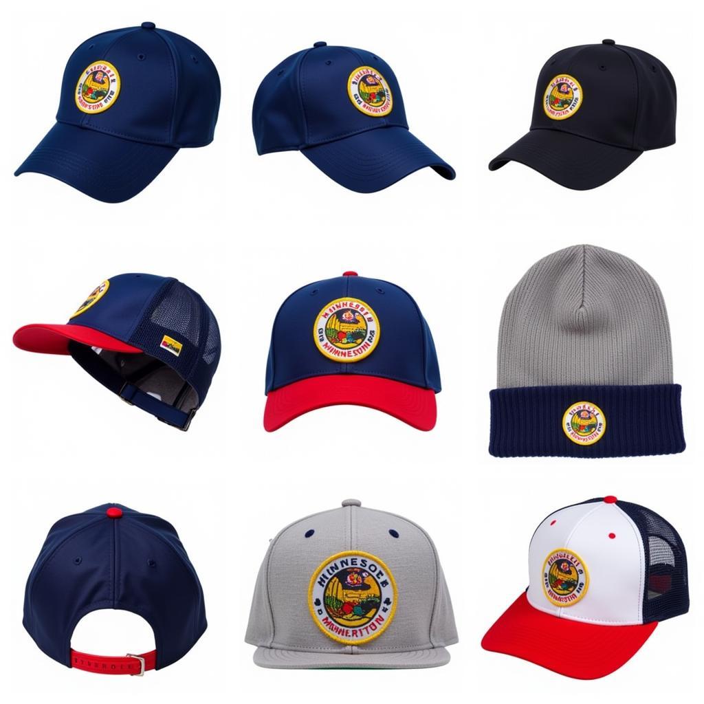 Various Minnesota Flag Hat Styles