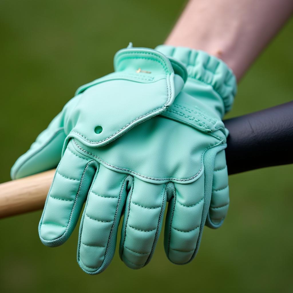 Close-up of Mint Green Batting Gloves