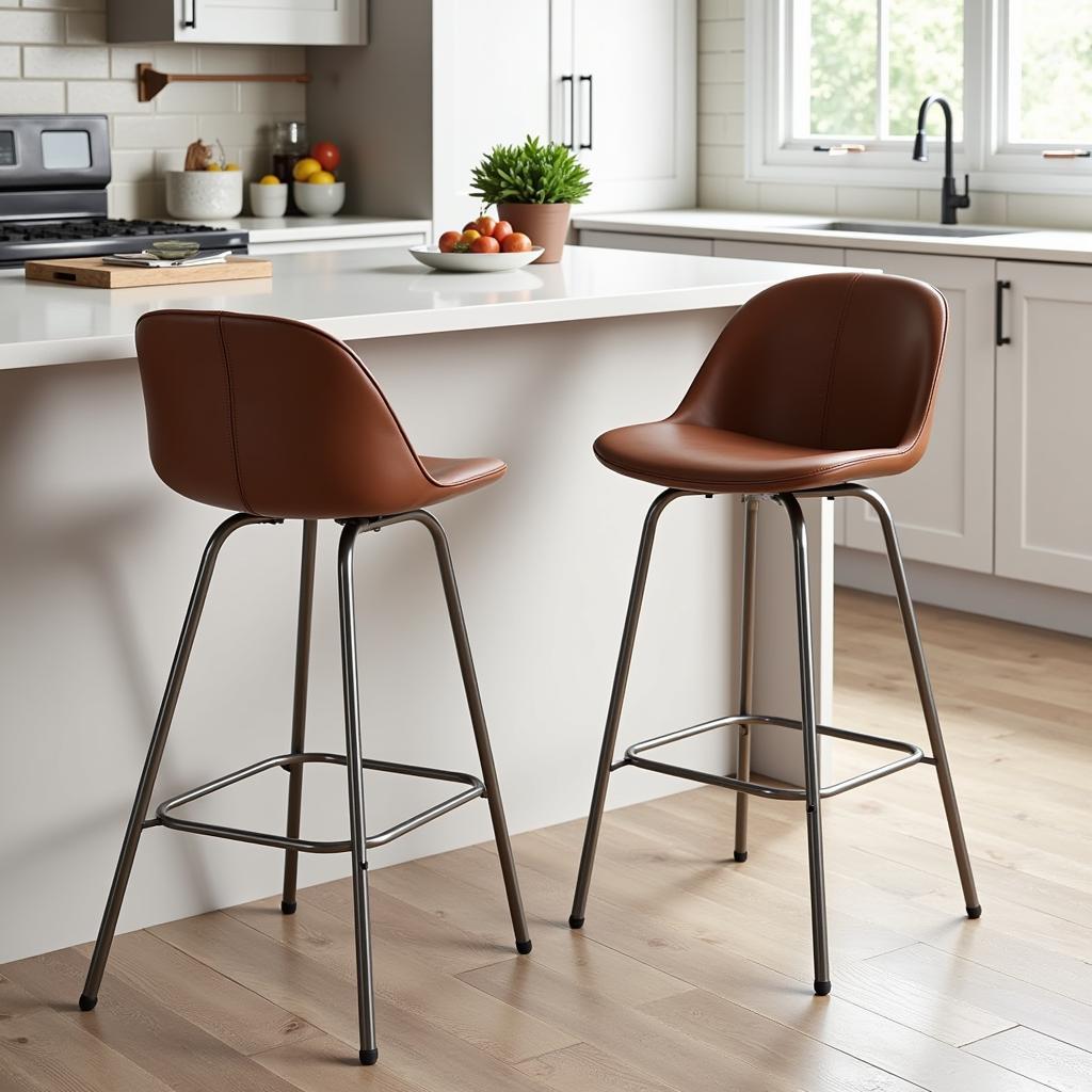 Modern Bucket Seat Bar Stools at a Kitchen Island