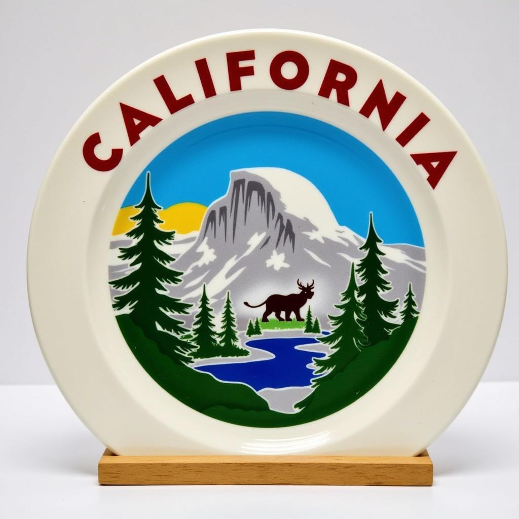 Modern California Souvenir Plate with Yosemite Theme