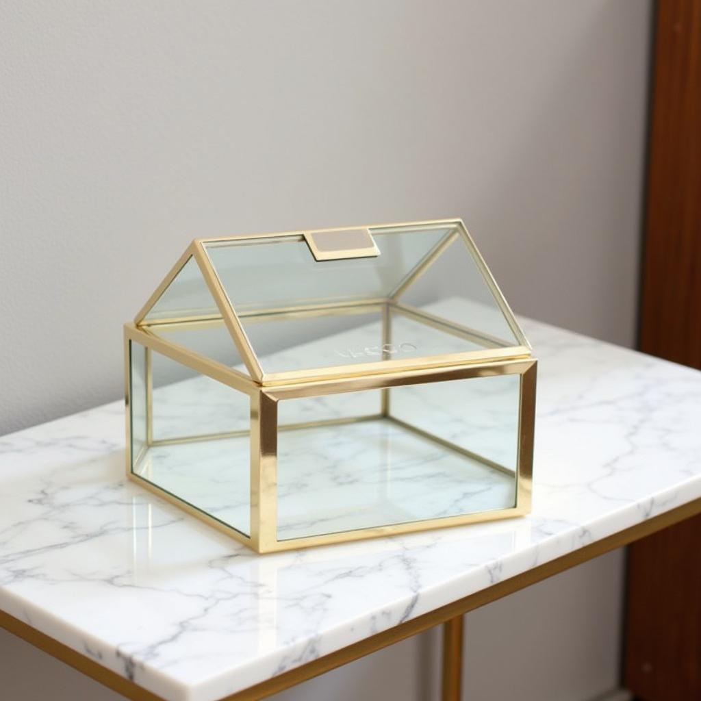 Modern Hexagonal Glass Gold Card Box