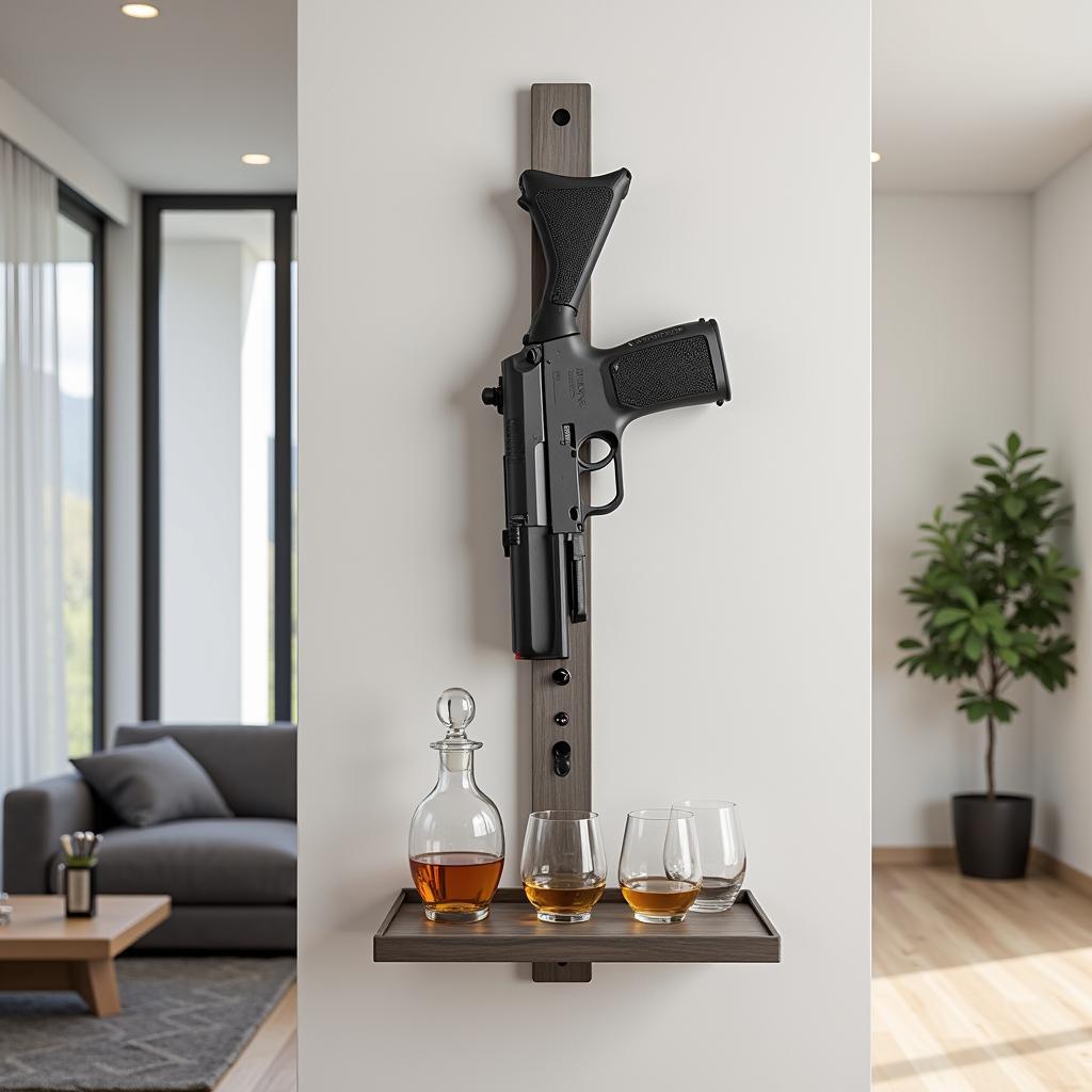 Modern Wall-Mounted Gun Whiskey Holder