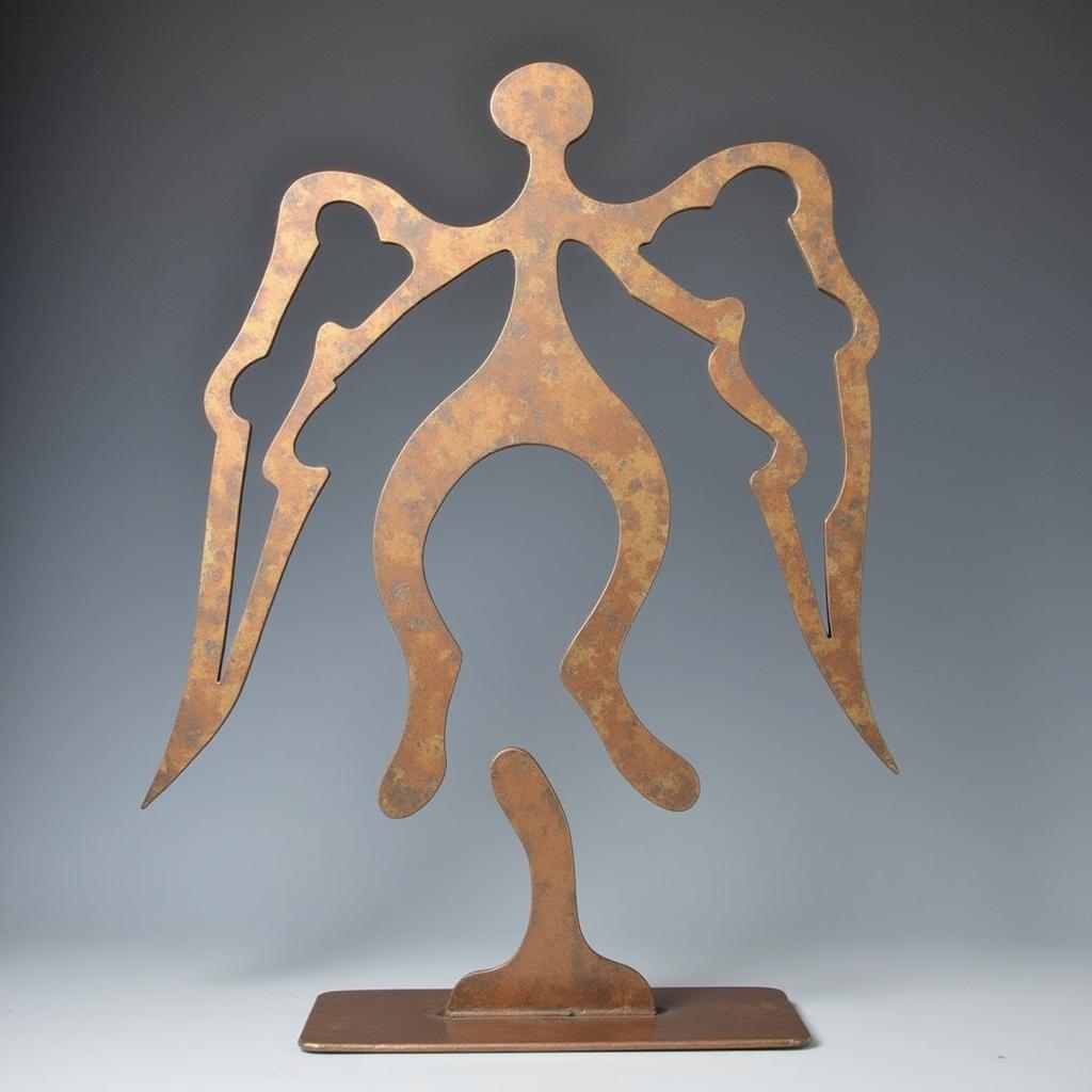 Modern Metal Angel Sculpture Abstract Design