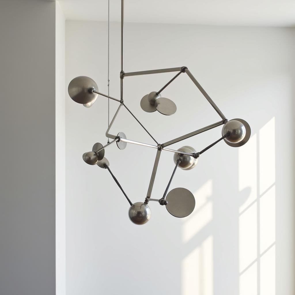 Modern Metal Mobile Design Featuring Geometric Shapes