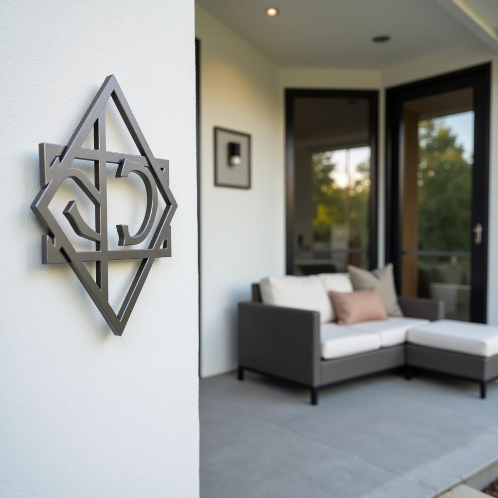 Modern Metal Porch Sign with Minimalistic Design