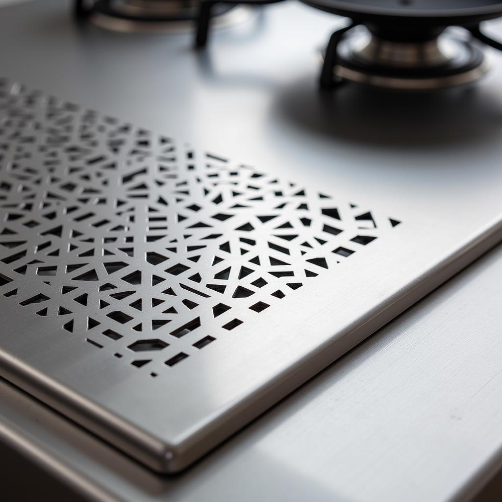 Modern Stainless Steel Stove Top Cover with Geometric Pattern