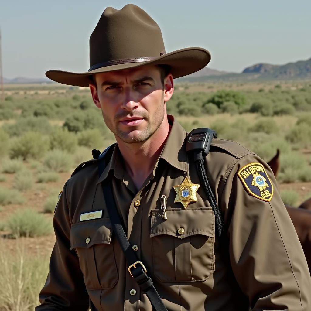 A modern Texas Ranger wearing the iconic hat while performing their duties