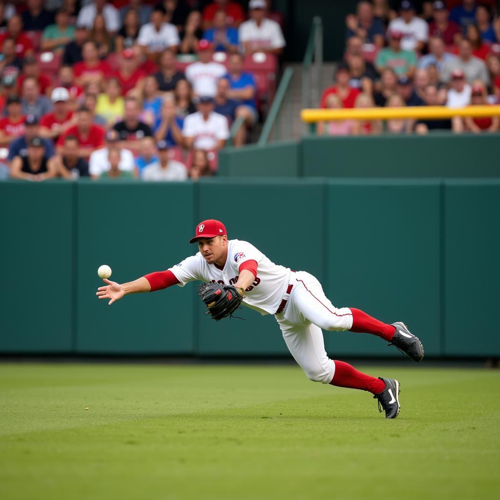 Mookie Betts Making a Diving Catch