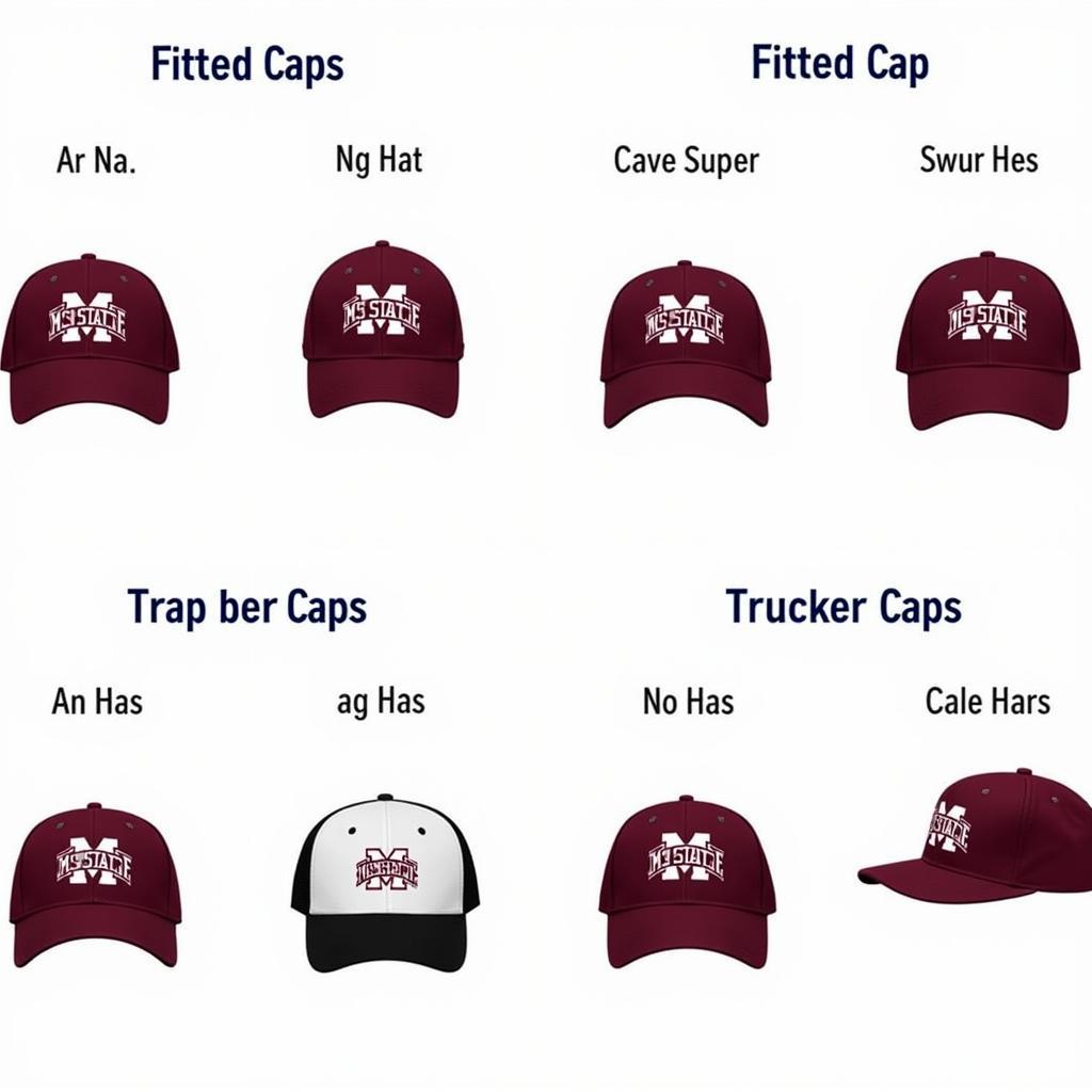 Different MS State Baseball Cap Styles