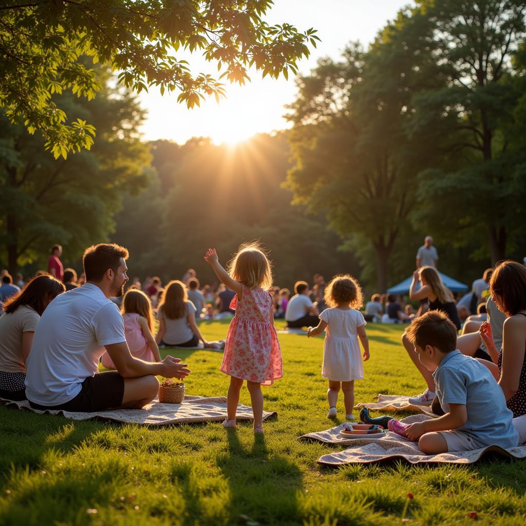 Families Enjoying Music in the Park Bath NY