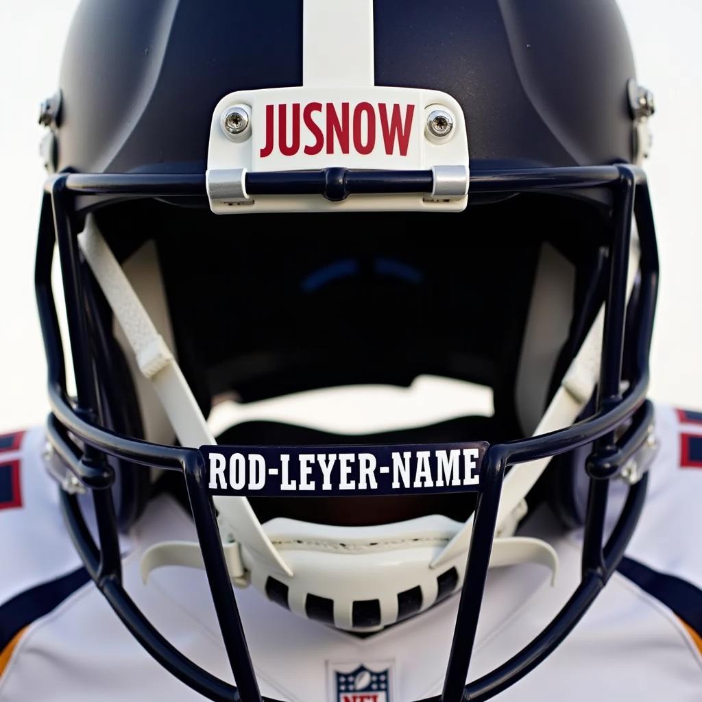 Name Plate on a Football Helmet