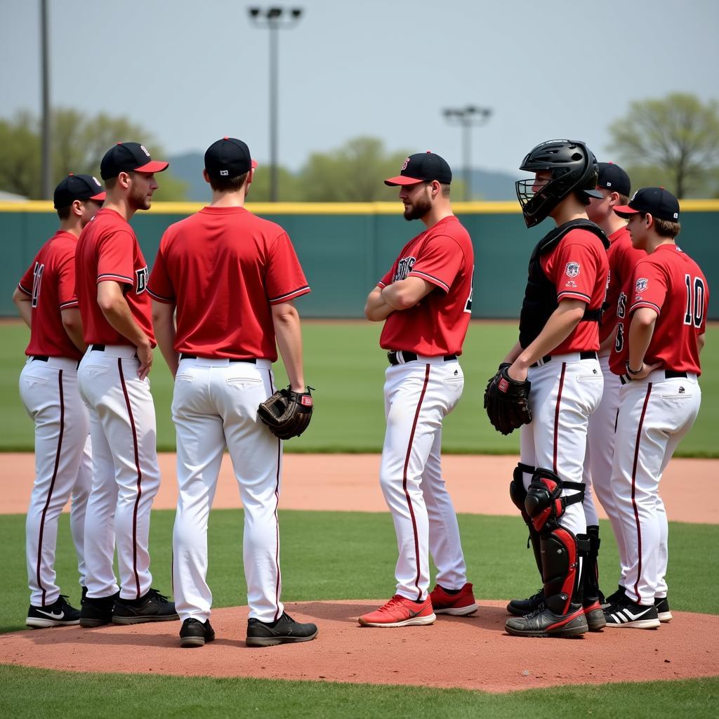 Coach Talking to Pitcher During Mound Visit