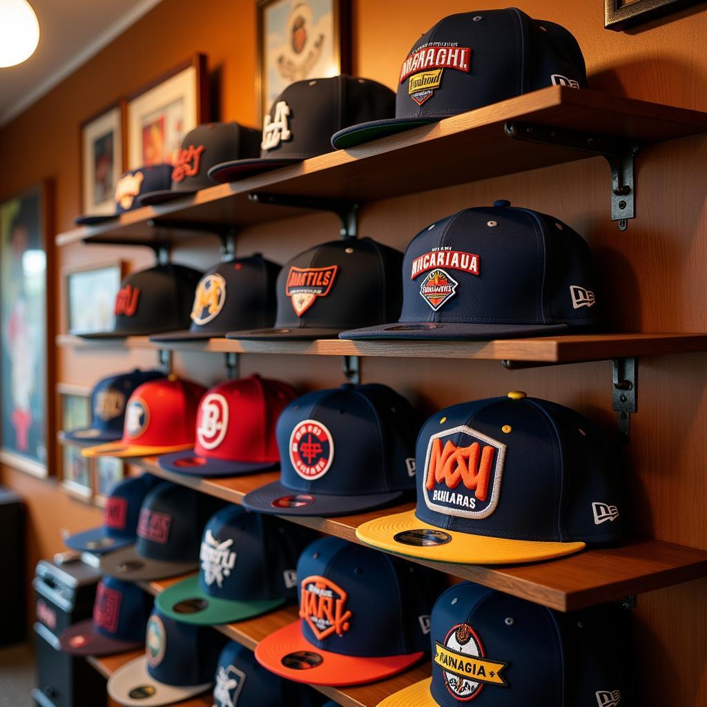 Display of a Nicaragua New Era Hat Collection